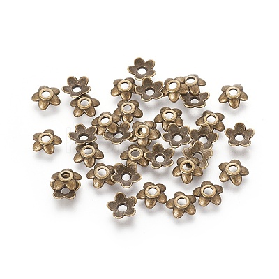 Tibetan Style Alloy Bead Caps X-TIBEB-P002-08AB-RS-1
