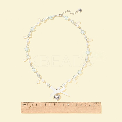 Alloy Heart with Word Pendant Necklace NJEW-FZ00004-13-1
