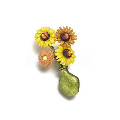 Flower Alloy and Imitation Pearl Brooch PW-WG929A6-05-1