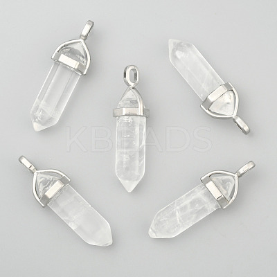 Natural Quartz Crystal Double Terminated Pointed Pendants G-F295-05P-1