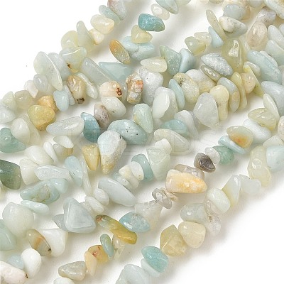 Natural Flower Amazonite Chips Beads Strands X-G-M205-12B-1