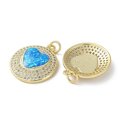 Brass Micro Pave Clear Cubic Zirconia Pendants KK-C045-01B-G-1