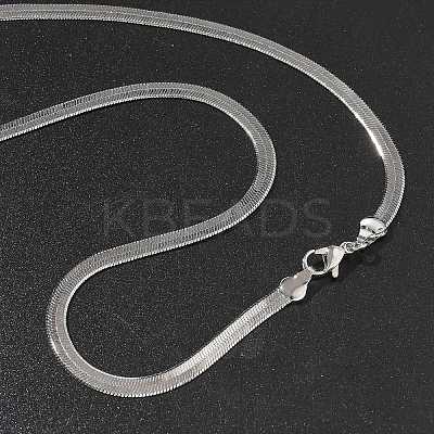 4mm Rack Plating Brass Flat Snake Chain Necklaces for Women Men MAK-L044-14P-1