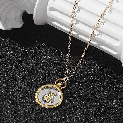 Brass Twelve Constellations Tarot Pendant Necklaces LS-NJEW-Q006-01D-G-1