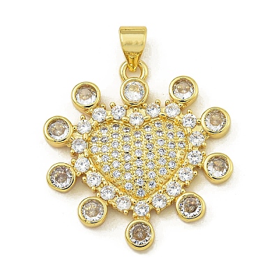 Rack Plating Brass Pave Cubic Zirconia Pendants KK-U029-07G-1