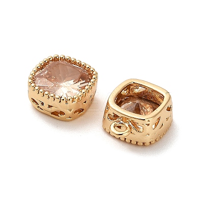 Brass Micro Pave Clear Cubic Zirconia Charms KK-B110-01G-06-1