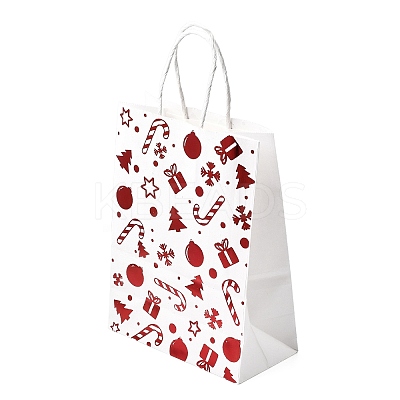 Christmas Theme Printed Paper Tote Bags with Handles ABAG-B008-02-1