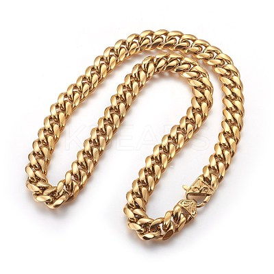 201 Stainless Steel Curb Chain Necklaces NJEW-P243-01G-03-1