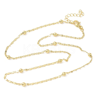 3.5MM Round Ball Brass Oval Link Chain Necklaces for Women NJEW-K271-18G-1