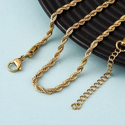 3MM 304 Stainless Steel Rope Chain Necklaces NJEW-P338-01B-G-1