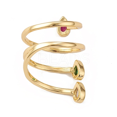 Colorful Cubic Zirconia Adjustable Rings RJEW-F135-05G-1