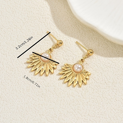 Fan Stainless Steel Dangle Stud Earrings MC7429-1
