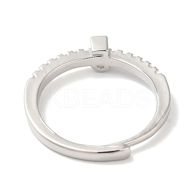 Rack Plating Brass Clear Cubic Zirconia Number 5 Adjustable Rings for Women RJEW-S407-09P-05-1