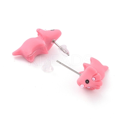 Cute Dinosaur Resin Stud Earrings EJEW-K089-06P-1