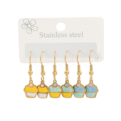 Ocean Series 304 Stainless Steel Enamel Dangle Earrings LS-EJEW-K017-01A-G-1