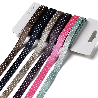 18 Yards 6 Colors Polyester Polka Dot Ribbon SRIB-C001-B05-1