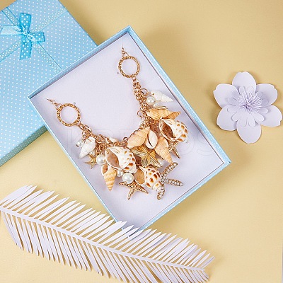 Trendy Shell Bib Beach Necklaces NJEW-PH0001-01-1