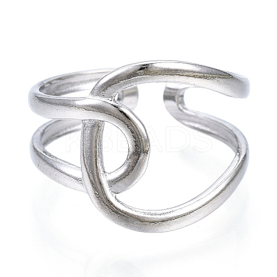 Non-Tarnish 304 Stainless Steel Knot Open Cuff Ring LS-RJEW-N040-06-1