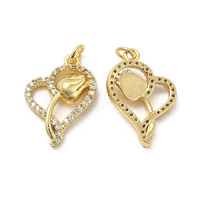 Brass Micro Pave Clear Cubic Zirconia Pendants KK-E068-VB192-1