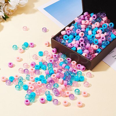 1200Pcs 2 Style 3 Colors Opaque & Transparent Acrylic European Beads OACR-SZ0001-27-1