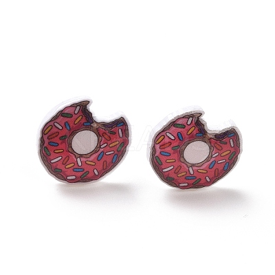 Colorful Acrylic Imitation Food Stud Earrings with Platic Pins for Women EJEW-F293-02C-1