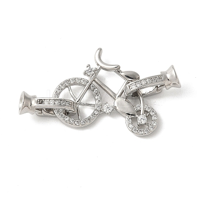 Brass Pave Clear Cubic Zirconia Fold Over Clasps KK-M320-18P-1