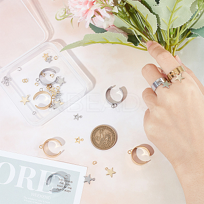 DIY Star Charm Cuff Ring Making Kit STAS-UN0051-40-1