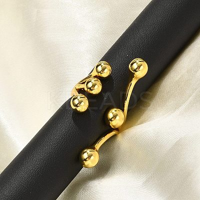 Round Ball Branching 304 Stainless Steel Open Cuff Rings for Women RJEW-Q007-02G-1