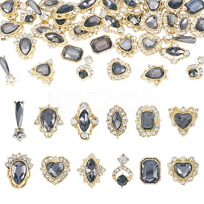 48Pcs 12 Styles Alloy Rhinestone Cabochons MRMJ-TA0001-45D-1