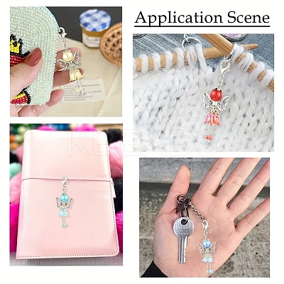 9Pcs 9 Colors Angel Acrylic & Alloy & Platic Beads Pendant Decoration HJEW-YW00083-1