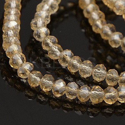 Pearl Luster Plated Faceted Rondelle Glass Beads Strands GLAA-A024C-PL05-1