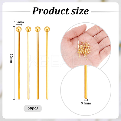 60Pcs 925 Sterling Silver Ball Head Pins STER-PH0003-16G-1
