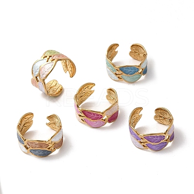304 Stainless Steel Enamel Open Cuff Rings RJEW-L335-02A-G-1
