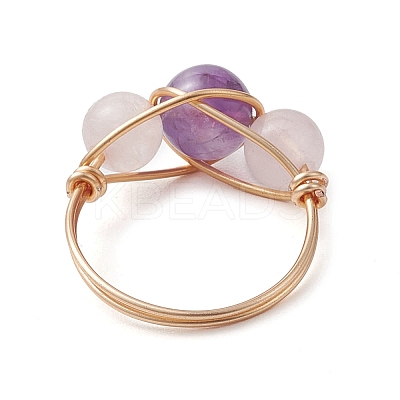 Copper Wire Wrapped Finger Rings RJEW-JR00718-1