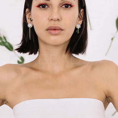 Daisy & Bee Enamel Asymmetric Earrings JE963A-1