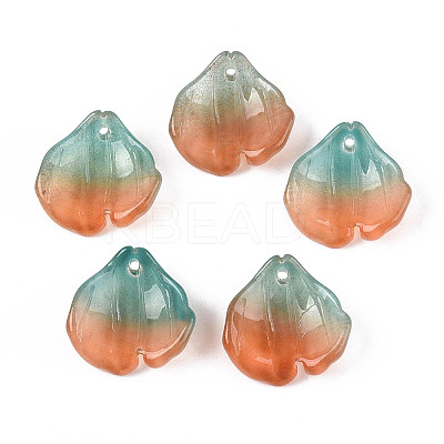 Transparent Glass Petal Pendants GLAA-T030-05B-1