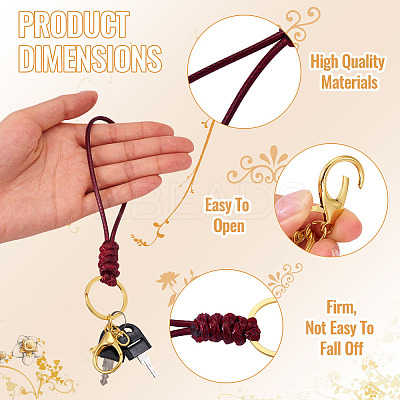 10Pcs 2 Colors Eco-Friendly Korean Waxed Polyester Cord Keychains KEYC-TA00034-1