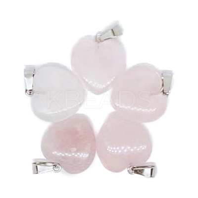 Valentine's Day Natural Rose Quartz Pendants X-PW-WG34610-05-1