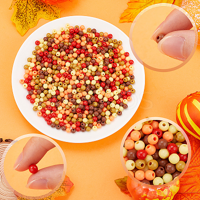 Thanksgiving Day Theme 1500Pcs 5 Colors Opaque Acrylic Beads MACR-SP0001-01A-03-1