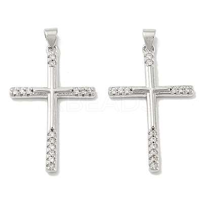 Rack Plating Brass Micro Pave Cubic Zirconia Pendants KK-F869-07P-1