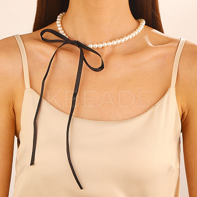 8mm Plastic Pearl Round Beaded Necklaces for Women WH-WG536FD-01-1