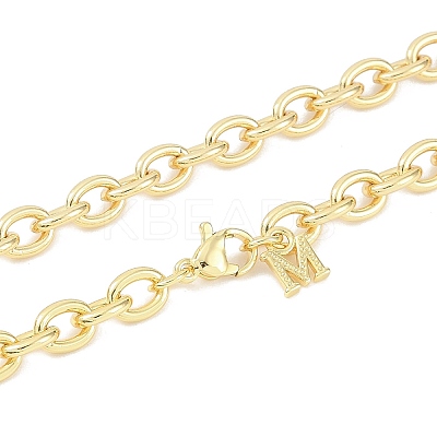 Brass M Pendant Cable Chain Necklace Making KK-U020-01G-1