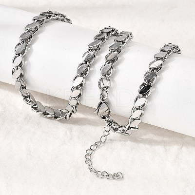 304 Stainless Steel Horse Eye Twisted Chain Necklaces for Women Men NJEW-A046-01P-1