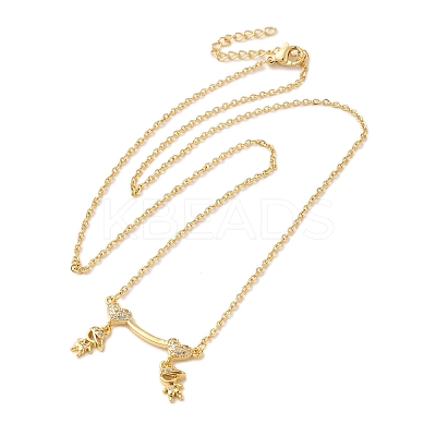 Brass Micro Pave Clear Cubic Zirconia Girls and boys Pendant Necklaces for Valentine's Day LS-NJEW-K381-01C-G-1