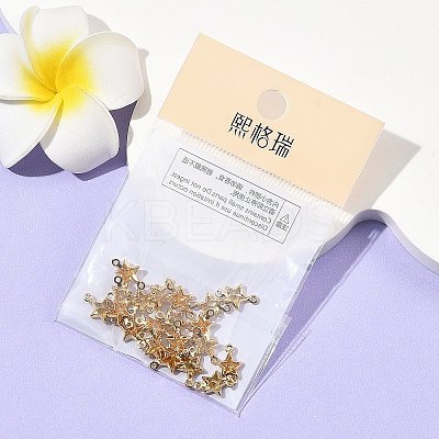 SHEGRACE Brass Pave Cubic Zirconia Star Connector Charms XGRQ2O165-441C-G-1