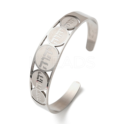 201 Stainless Steel Cuff Bangles for Women LS-BJEW-F507-03P-1