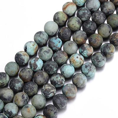 Frosted Natural African Turquoise(Jasper) Round Beads Strands G-D746-8mm-1