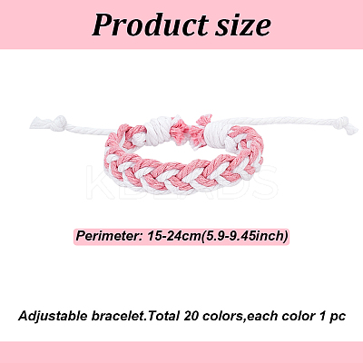 20Pcs 20 Colors Handmade Cotton & Linen Braided Cord Bracelets Set BJEW-AN0001-62-1