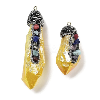 Electroplated Raw Rough Natural Quartz Crystal Big Pendants G-B077-04A-04-1