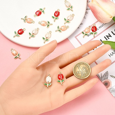 15Pcs 3 Colors Golden Plated Alloy Enamel Pendants ENAM-YW0006-07-1